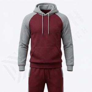 Ensemble sweat-shirt et jogging à deux tons pour homme, avec poche kangourou, pour l'hiver, la salle de sport, le sport, 100% coton, ensemble de survêtement personnalisé - Product Image 1