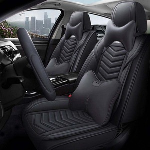 Nouvel ensemble complet de housses de siège de voiture tout cuir/soie glacée toutes saisons universelles, accessoires d'usine de luxe - Product Image 3