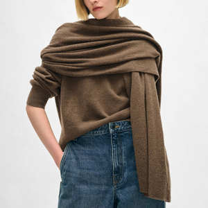 American Style <b>Women's</b> Solid Color Fringe <b>Shawl</b> Winter Warm Long Polyester Multifunction 40*210CM(15.8*82.7 Inch) - Product Image 2