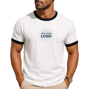 Ringer Mix Colors T-shirts à col rond en coton pour hommes T-shirts unisexes à manches courtes en vrac - Product Image 1