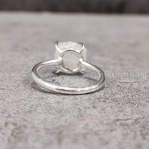 Bague pour femme en pierre de lune arc-en-ciel naturelle, pierre de naissance de juin, sertie à griffes, bijoux faits à la main, bague en argent sterling 925 - Product Image 6