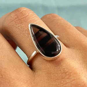 แหวนเงินสเตอร์ลิงวงกลางออบซิเดียนของแท้แหวนอัญมณีออบซิเดียนเที่ยงคืน925ขายส่ง - Product Image 5