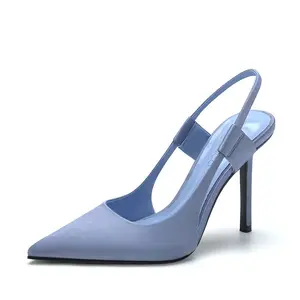 Sandalias Peludas Para Mujer sepatu sutra ujung lancip Musim Semi dan Musim Gugur sandal hak tipis sepatu lebar wanita pompa Slingback