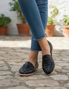 Chaussures plates Huarache pour femmes, mocassins en cuir tressé, à enfiler, légères, respirantes, tendance, chaussures de marche décontractées - Product Image 5
