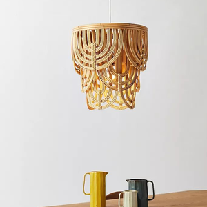 โคมไฟหวายธรรมชาติคุณภาพสูงทรงหอยพัดสไตล์โบฮีเมียนของตกแต่งบ้านจากเวียดนาม - Product Image 4