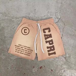 Streetwear d'été pour hommes personnalisés short de survêtement en coton éponge français délavé au soleil à l'acide délavé avec motif solide Style décontracté - Product Image 4