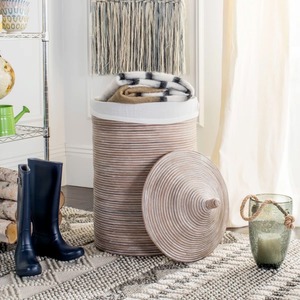 Rattan <b>basket</b> <b>with</b> conical <b>lid</b> Handmade Storage <b>Basket</b> Wholesale eco-friendly Made in Viet Nam - Product Image 5