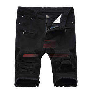 Wholesale Lightweight 100% Cotton Men's <b>Jeans</b> Shorts Comfortable <b>Elastic</b> <b>Waist</b> Solid Pattern Casual Style Online Sale - Product Image 1