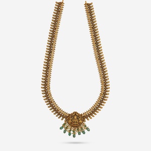 Antique Gold Plated <b>Necklace</b> with Freshwater Pearl Floral Pattern Religious Ethnic Style for Wedding or Gift - Product Image 1