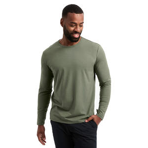 Camiseta de manga larga para hombre, camiseta de entrenamiento atlético musculosa, Camiseta de algodón ligera ecológica con estampado personalizado, Camiseta de cuello redondo - Product Image 1