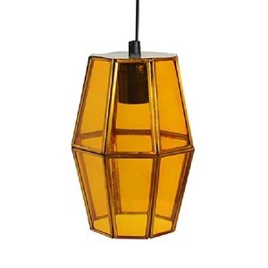 Candelabro colgante de vidrio de metal Maravillas de vidrio Lámpara colgante cilíndrica hecha a mano en vidrio y hierro (9 pulgadas) - Product Image 1