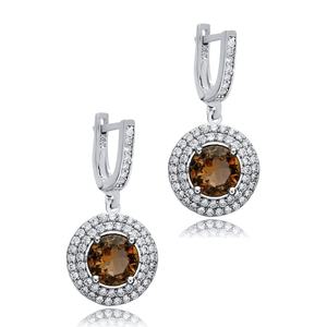 Pendientes colgantes geométricos de sultanita de diseño redondo CZ PIEDRA DE CAMBIO DE Color al por mayor joyería de plata 925 hecha a mano - Product Image 3