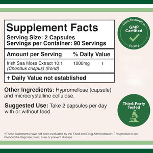 Suplemento de Musgo Marino en Polvo de Marca Propia, Cápsulas Duras, Apoyo para la Salud Digestiva para Adultos, Incluye Raíz de Bardana y Alga Marina - Product Image 4