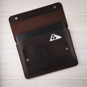 Maletín de viaje de cuero para ordenador portátil, funda para Macbook Air M1 M2 de 14 15,3 pulgadas, Accesorios para ordenador portátil, estuche de almacenamiento para ordenador de sobremesa, - Product Image 2