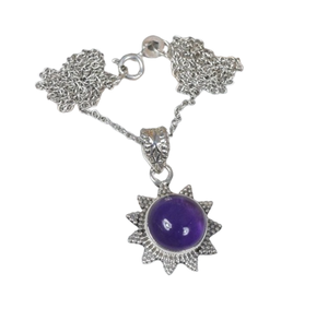 Collar de Plata de Ley 925 indio de la mejor calidad, piedra preciosa de amatista con chapado en oro rodio, regalo de boda, sello 'Love 925' - Product Image 1