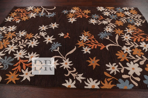 Alfombra de área de modelo con logotipo moderno de lana de Nueva Zelanda 100%, diseño Floral marrón, alfombrilla de suelo de alta calidad para comedor en casa personalizada - Product Image 2