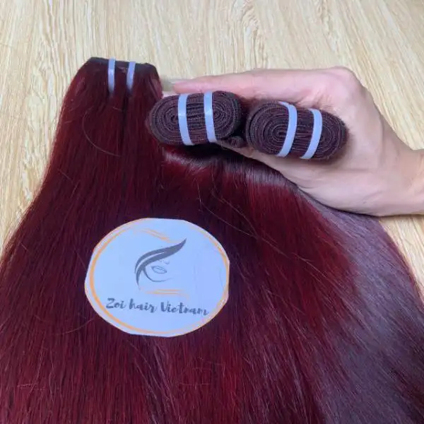 Factory Price Premium Quality Weft Human Hair Bundles Double Drawn Silky Straight Red Color from Vietnamse Raw Hair