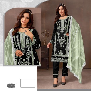 ใหม่ Organza ปากีสถานปักด้วยชุดทํางานหนักด้วย Stanton Pent พร้อมสุทธิ Dupatta สําหรับการขายออนไลน์ - Product Image 4