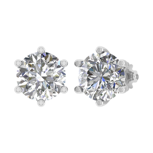 Classic 925 Sterling Silver Round VVS D Color Solitaire Diamond Stud <b>Earrings</b> Moissanite <b>Earrings</b> for Women Jewelry - Product Image 2