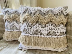 Fundas de cojines decorativos tejidos a mano de algodón orgánico de 18x18 pulgadas geométricas de estilo bohemio, extraíbles, lavables, personalizables - Product Image 6