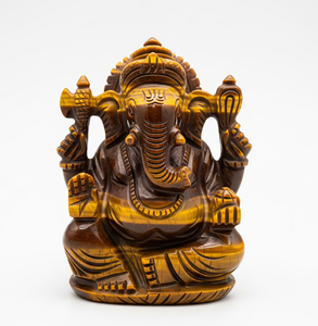 รูปปั้นพระพิฆเนศแกะสลักด้วยมือรูปปั้นหัตถกรรมอินเดียกับตาเสือกึ่งมีค่าพลอยรักษาของขวัญทางธุรกิจหินคริสตัลรักษา - Product Image 1