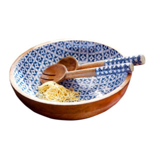 Bol de service en bois de forme ronde pour vaisselle décor à la maison restaurants ustensiles de cuisine avec cuillère en bois ensemble de bols complets - Product Image 6