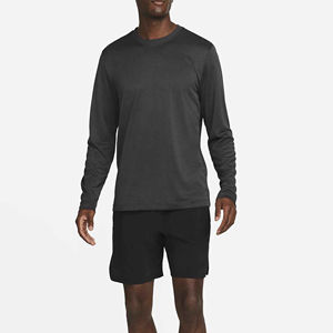 Gran oferta 2025 de alta calidad para hombre de manga larga Casual Color sólido 100% algodón transpirable cuello de punto camisetas de moda para hombre - Product Image 3