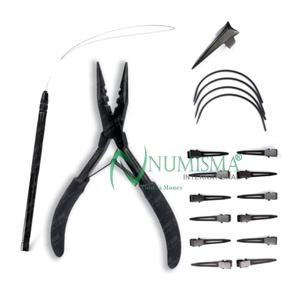 Pince à extensions capillaires professionnelle avec revêtement arc-en-ciel, pince courbée à dents en acier inoxydable durable, prix de gros - Product Image 3