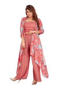 Ensemble Kurta imprimé pour femmes à la mode avec des motifs vibrants et un attrait traditionnel pour les options de fête et de tenue décontractée - Product Image 4