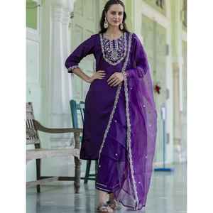 Lancement de nouveaux Designers Premium Kurta Pent Set KURTA FABRIC Roman Silk WORK Broderie - Product Image 1