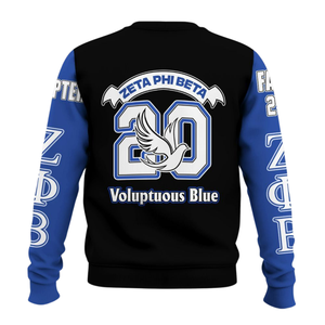 Zeta Phi เสื้อสเวตเตอร์คอกลมปักลายสำหรับสตรีรุ่นเบต้าเสื้อสวมหัวสีน้ำเงิน1920สวมหัวมีตัวอักษรกรีก - Product Image 2
