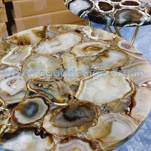 Bàn Bên Cạnh Đá Mã Não Chất Lượng Cao Kích Thước 12X16 Inch Bàn Đá Bên Cạnh Đá Cẩm Thạch Sang Trọng Màu Xám Cho Đồ Nội Thất Phòng Khách MOQ 25 Chiếc - Product Image 3