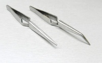 Pince à épiler à verrouillage croisé à action inverse pour manucure sourcils cils bijoutier et horloger outils pince pliée avec logo par KKZ