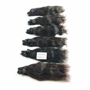 Extensiones de cabello virgen indio crudo alineado con cutícula 100% al por mayor 10 "-32" ondulado sin procesar estilos de onda de agua cabello humano Remy - Product Image 1