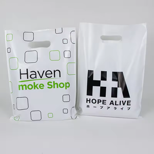 Vente en gros de sacs à provisions de transport en plastique PEHD/PE-BD personnalisés avec poignée d'emballage à gousset découpé avec logo pour emballage alimentaire prêt pour la vente au détail - Product Image 1