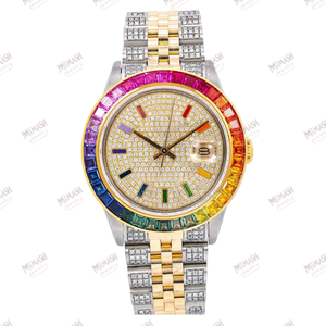 Montre en diamant Moissanite haut de gamme Design entièrement glacé avec pierres de clarté VVS, boîtier en acier de qualité supérieure et finition bling élégante - Product Image 3