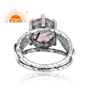 Handcrafted Oxidized Sterling Silver Natural Black Rutile Gemstone <b>Statement</b> <b>Ring</b> Custom Jewelry Manufacturer - Product Image 4