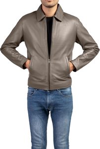 Veste en cuir véritable pour homme, bleu, coupe ajustée, fermeture éclair, style moto, vêtement décontracté pour la vente en gros et l'OEM - Product Image 4