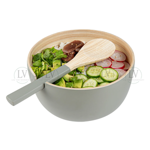Wholesale Customized Logo Eco-friendly Handcrafted Spun Bamboo Salad Bowl Serving Spoon Set Kitchen <b>Utensils</b> Made in Vietnam - Product Image 3