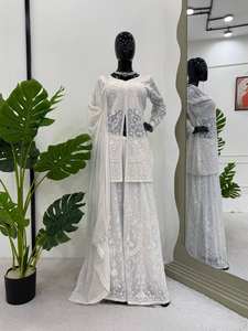 Listo para usar Trabajo de bordado indio tradicional Salwar Kameez con trabajo elegante y Dupatta con Pent - Product Image 2