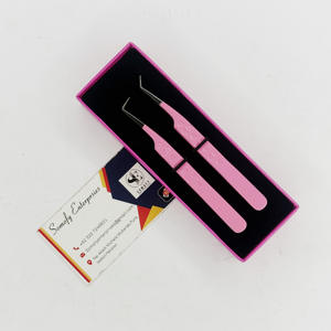 Pinzas de pestañas de 90 grados con logotipo personalizado, herramienta de extensión de cejas con punta de fibra de etiqueta privada - Product Image 3