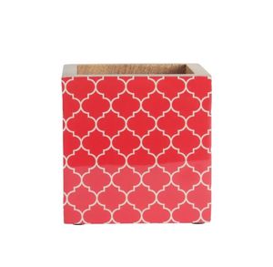 Porte-stylo/organisateur de bureau en bois de manguier rouge marocain - Product Image 5