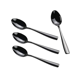 Cuillère à vaisselle en acier inoxydable Cuillère à dîner de mariage Design moderne Couleur noire mate Dernière cuillère solide - Product Image 2