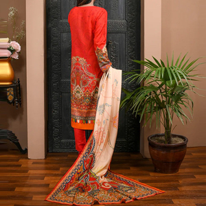 Traje Shalwar Kameez de Tres Piezas con Estampado a Mano para Mujer, Kurta Elegante con Pantalones a Juego, Dupatta Ligera de Algodón y Seda de Secado Rápido - Product Image 4