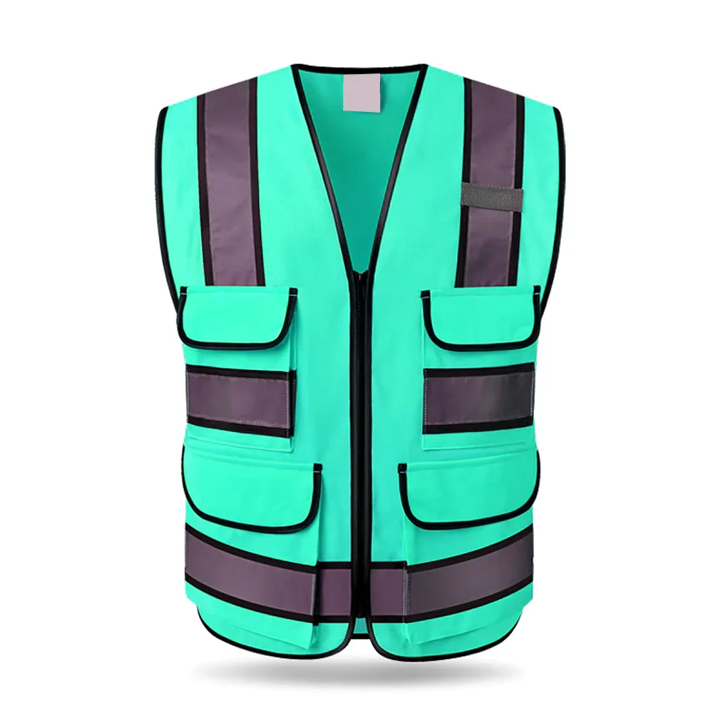 Personnalisé fait vêtements de travail gilet en gros 100% Polyester tissu avec poches homme travail industrie vêtements de travail gilet de sécurité