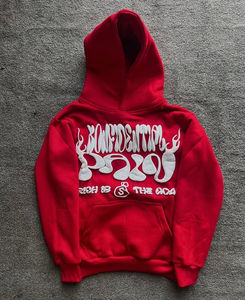 Venta al por mayor de logotipo personalizado sin bolsillo 3D Puff Print 420 500gsm Boxy recortado de peso pesado de algodón grueso Sudadera con capucha para hombres - Product Image 1