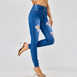 2024 Top vente de haute qualité femmes coton respirant extensible Denim jean Logo personnalisé grande taille à la mode femmes - Product Image 5