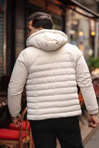 <b>Men's</b> Casual Winter Waterproof Acrylic Puffer <b>Poncho</b> Jacket with Long Hood Cozy Outerwear - Product Image 3