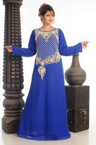 Royal Blue Georgette Kaftan with Breathable Zari Work ODM <b>Supply</b> - Product Image 2