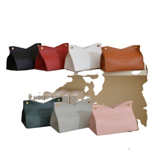 Boîte à mouchoirs en cuir PU en gros |   Distributeur de mouchoirs de bureau durable avec plusieurs options de couleurs et logo personnalisé - Product Image 6